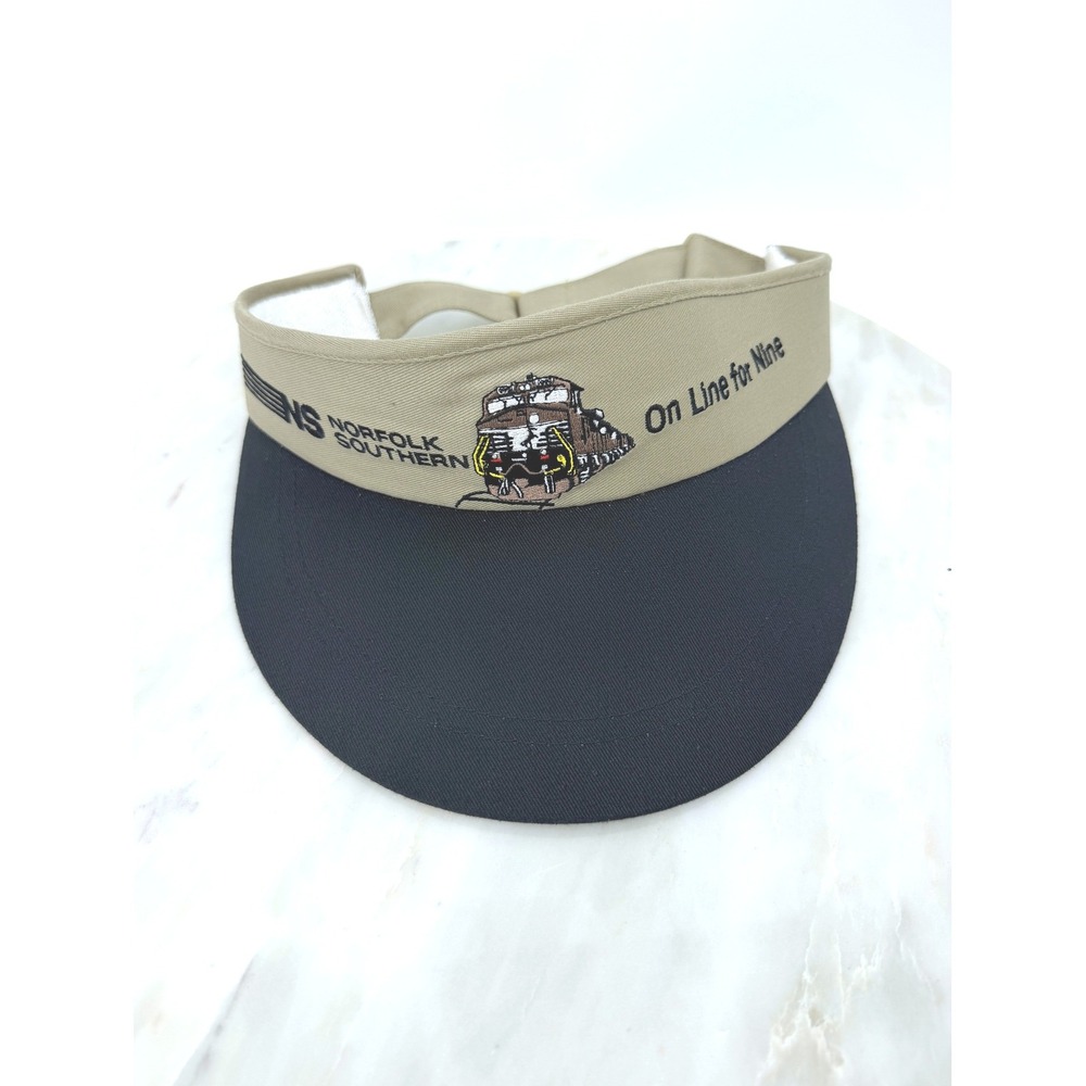 Norfolk Southern Railway Visor Hat On Line for Nine Train Locomotive Tan Navy